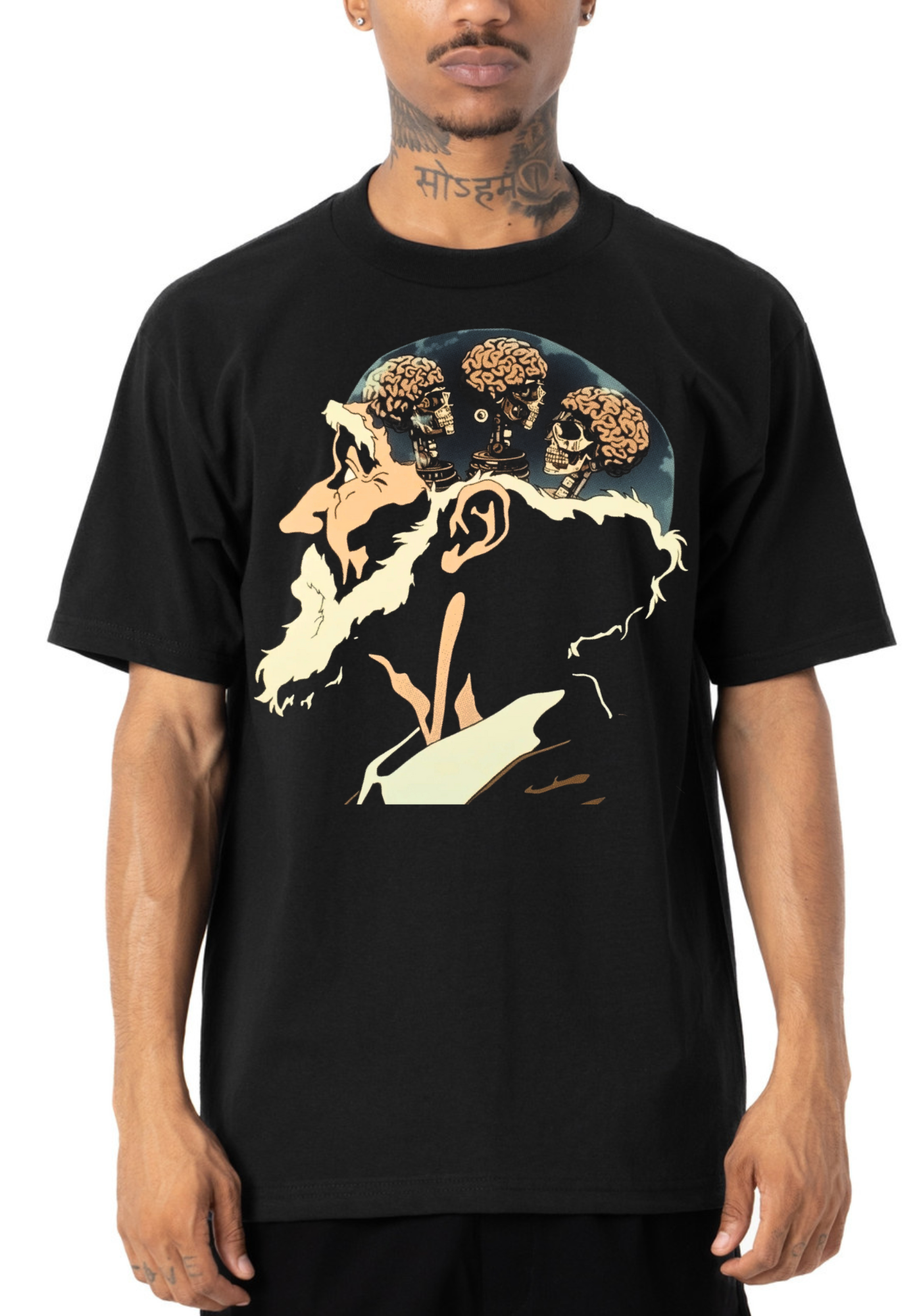3 Brain Anime Black Tee – Third Eye Club Prints