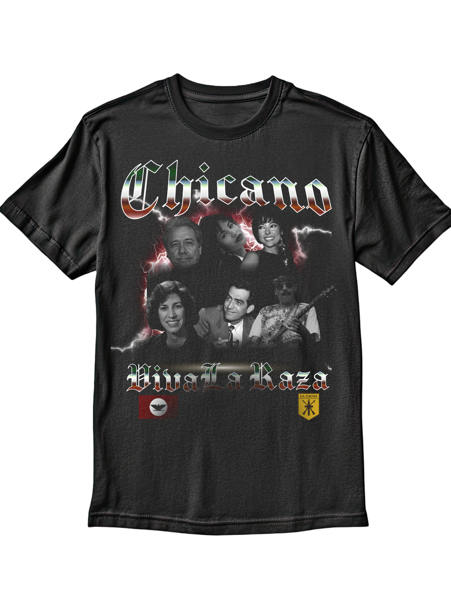 Chicano Rep Viva La Raza Bootleg Style Black Tee
