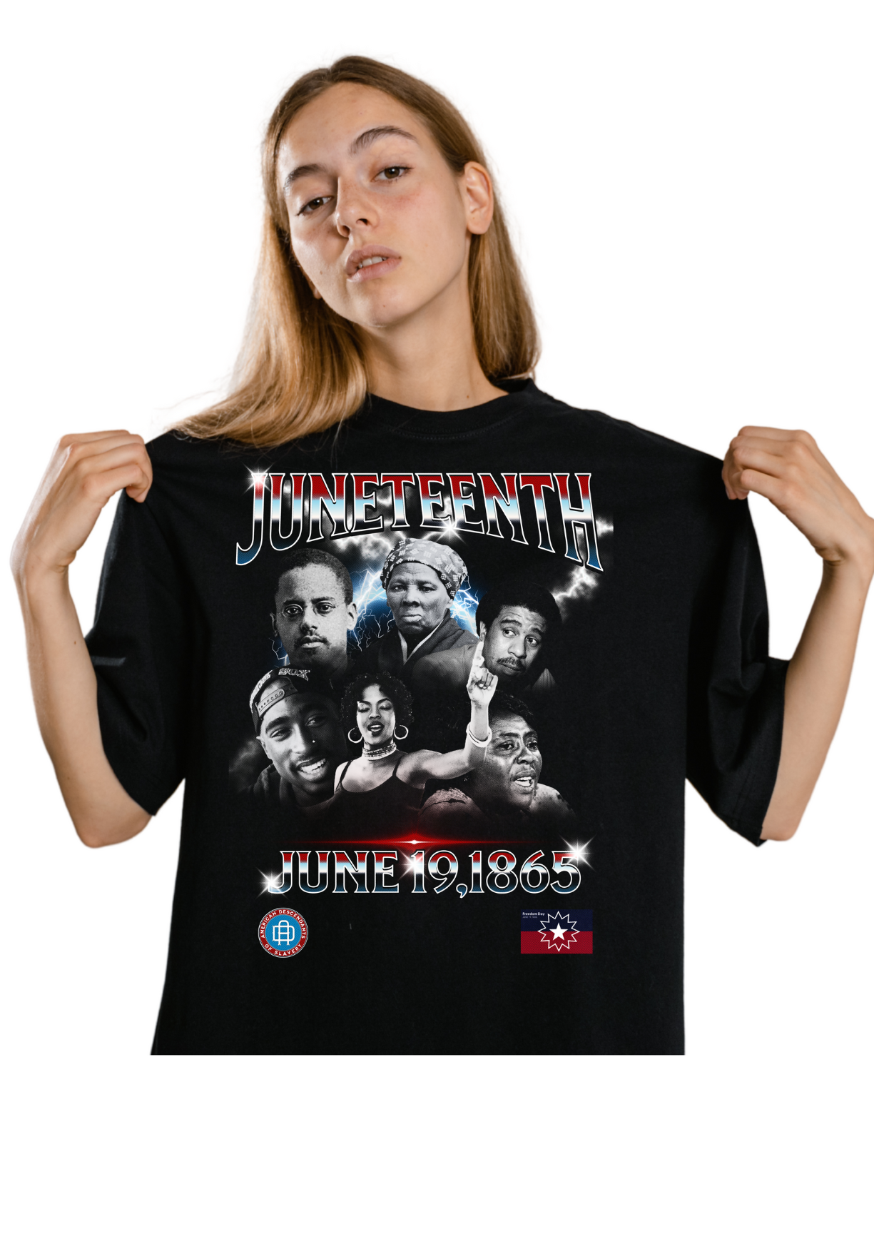 Bootleg Style Juneteenth Black Tee ( 2pac, Latimore, Harriet, Richard,Lauryn, Fannie)
