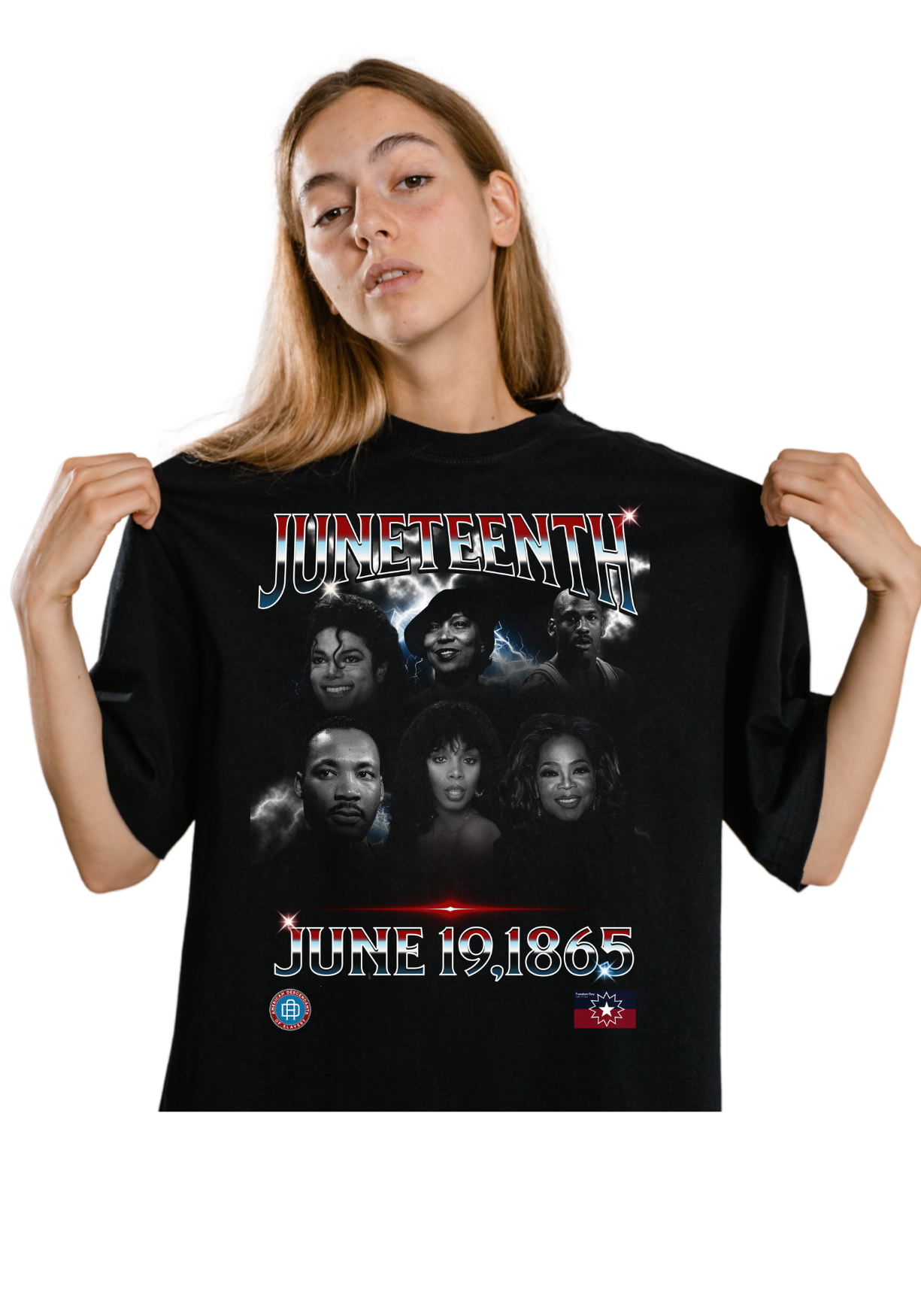 Bootleg Style Juneteenth Black Tee ( MJ,Zora,Mike,MLK, Donna , Oprah)