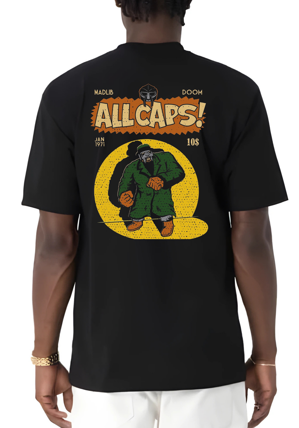 MF DOOM  All Caps Black Graphic tee