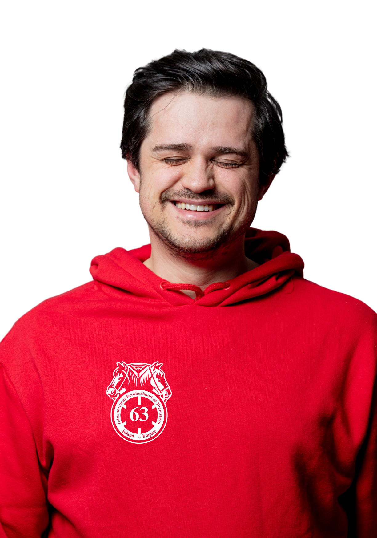 Red Teamster Union Strong Sweater with Metallic Style Graphic